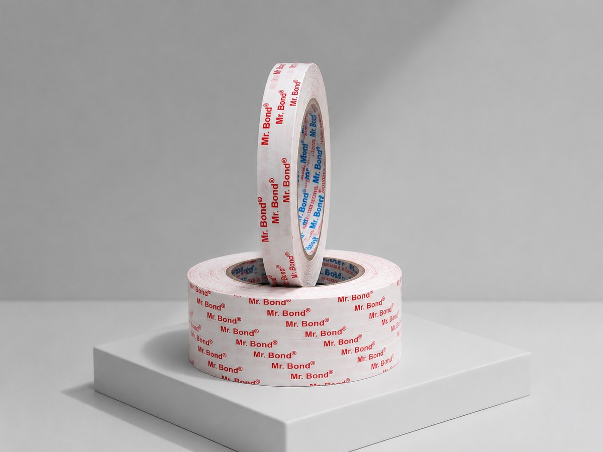 Mr.Bond® Red Double-Sided Tissue Tape — 80µm thickness with excellent printed release paper