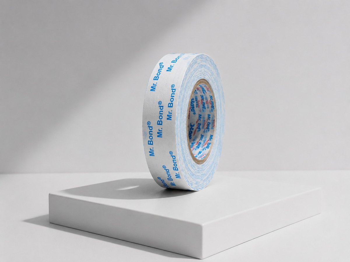 Mr.Bond® Blue Double-Sided Tissue Tape — 70µm hot-melt adhesive with printed liner